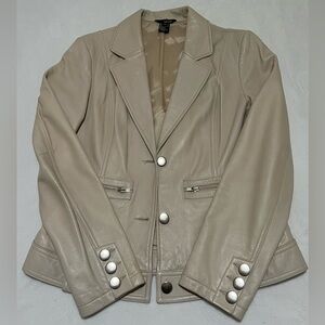 Women's Taupe Leather Jacket